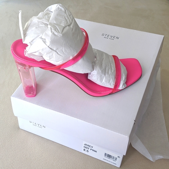 Steven By Steve Madden Shoes - Barbiecore STEVEN Jercy Hot Pink Acrylic Heel Size 8.5 Slip On New